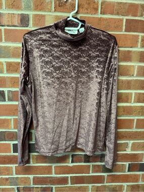 Velvet Mock Neck Long Sleeve Top - Mauve